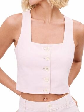 DL1961 Lizzie Blush Pink Button Front Vest Top S | Minimal Chic Linen Blend NWT